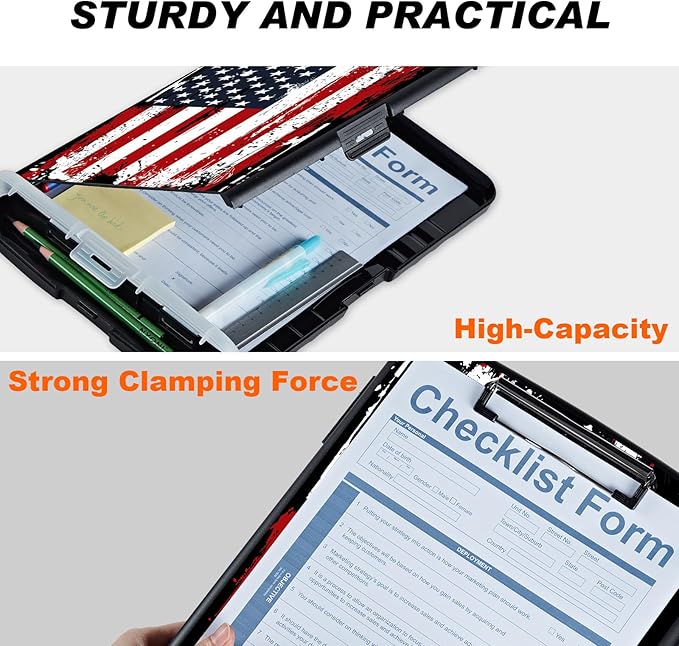 Side Opening Clipboard with Storage and Pen Holder, Heavy Duty Contractor Clip - Image 3