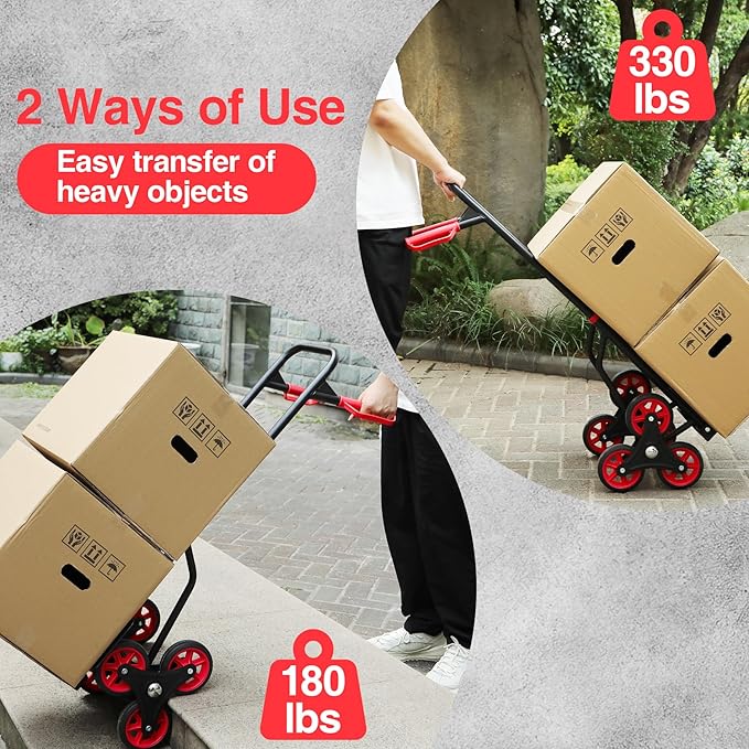 RedSwing Stair Climbing Hand Truck - 330lb Heavy Duty 6-Wheel Dolly Cart - Image 4
