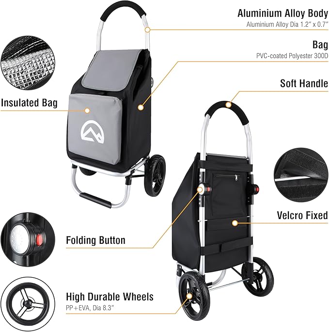 Olympia Tools Aluminum Foldable Utility Shopping Cart - Image 4