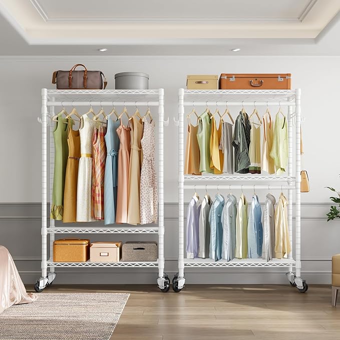 VIPEK R2 Heavy Duty Rolling Garment Rack 3 Tiers Adjustable Clothes Racks - Image 3