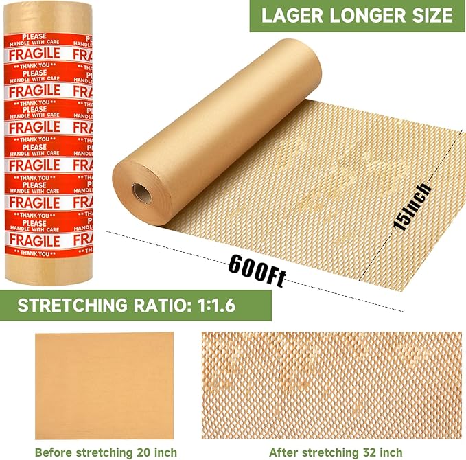 Honeycomb Packing Paper Wrap 15''x600', Substitute Alternative - Image 7
