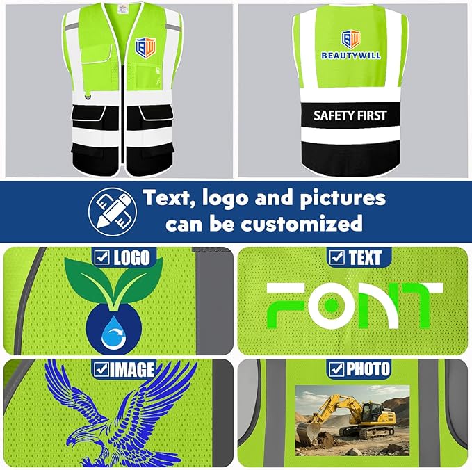 BeautyWill Custom Safety Vest Customized Logo Class 2 High Visibility - Image 5