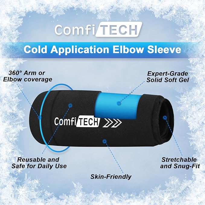 ComfiTECH Elbow Ice Pack Wrap, Knee and Calf, Flexible Ice Sleeve - Image 4