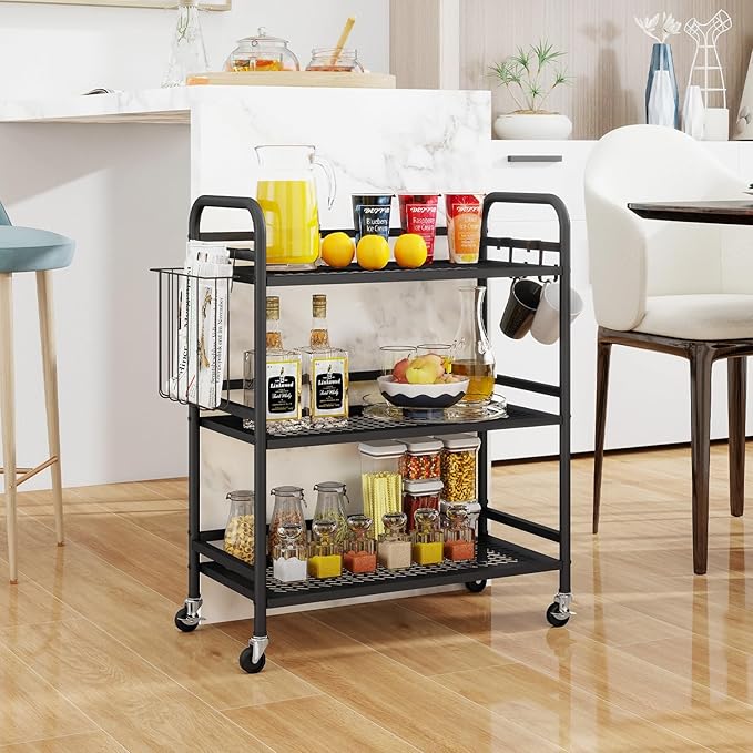 HDANI 3 Tier Metal Mesh Utility Cart, Large Capacity Multipurpose Heavy Vehicle - Image 3