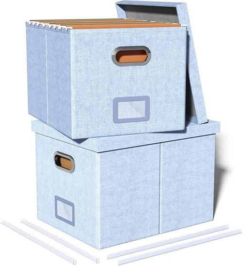 2 Pack File Storage Organizer, Filing Box, Portable File Box by Oterri