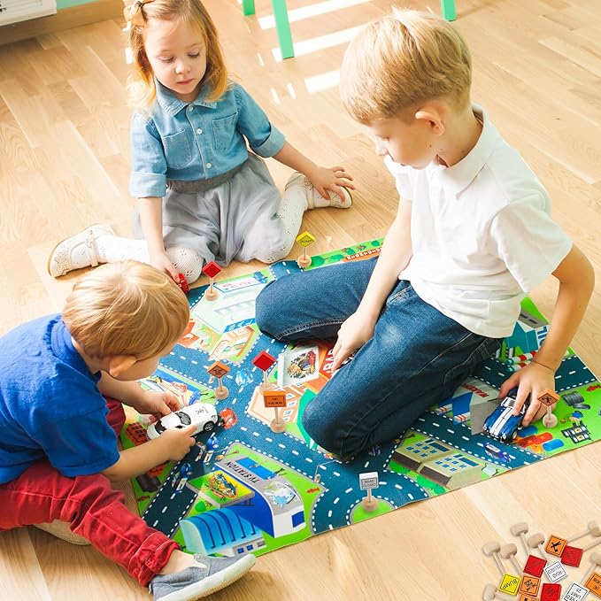 Attatoy Toy Wooden Road Construction Traffic Sign Set; Street Signs Small Toy - Image 4