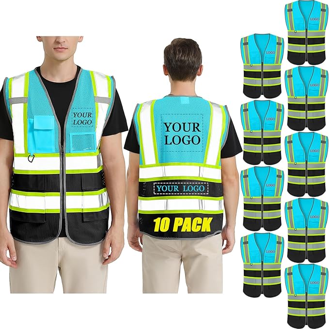 BeautyWill Custom Logo Safety Vest Class 2 High Visibility Reflective Vest by BeautyWill