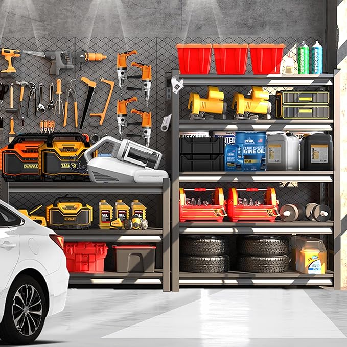 Metal Garage Shelving Unit, Heavy Duty Steel Storage Shelves, 3000 lbs Capacity - Image 2