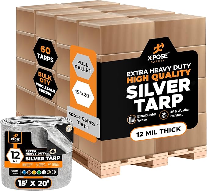 Heavy Duty Silver Poly Tarp 15' X 20' by XposeSafety