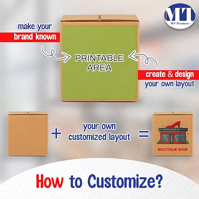 MT Products Custom Printed Kraft Cardboard Shipping Boxes 7" x 7" x 7" - Image 4