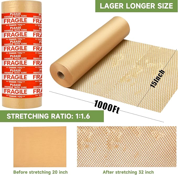 Honeycomb Packing Paper Wrap 15''x12000", Substitute Alternative - Image 7