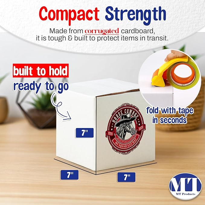 MT Products Custom Printed White Cardboard Shipping Boxes 7" x 7" x 7" - Image 2