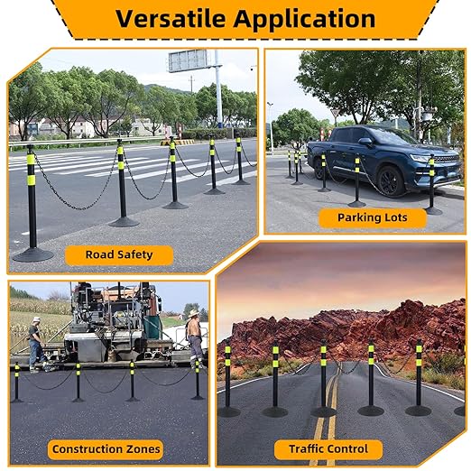6 Pack 39 Inch Black Traffic Delineator Posts - Image 5