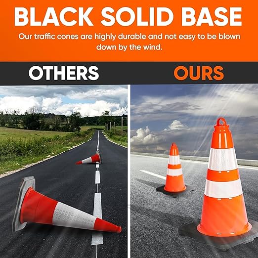 Pyle 18" Traffic Cones 8-Pack, High-Visibility Orange Safety Cones - Image 6
