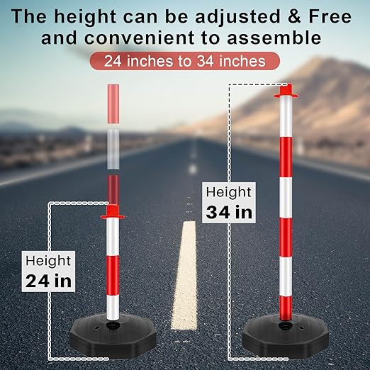 Konohan 12 Sets 34 Inch Parking Cone Delineators Post Traffic Cone Plastic - Image 6