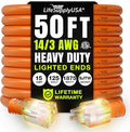 50ft Outdoor/Indoor Extension Cord 14/3 Gauge Heavy Duty 3 Prong SJTW, by LifeSupplyUSA