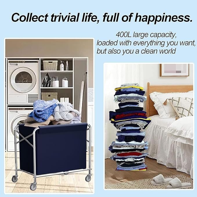 Commercial Laundry Cart 12 Bushel Collapsible Laundry Baskets - Image 3