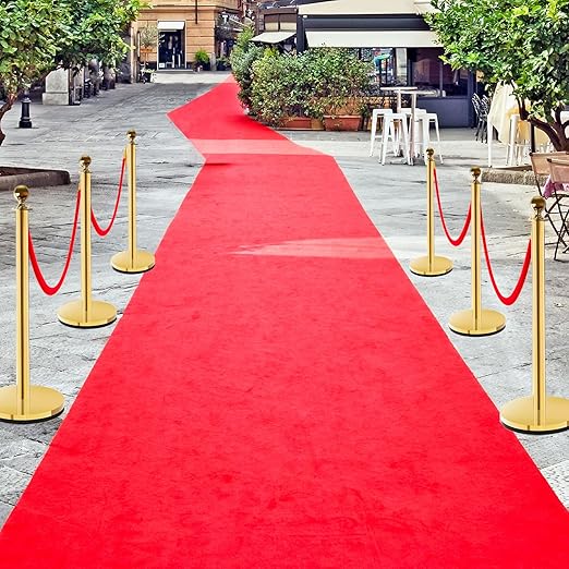 Red Carpet Poles and Ropes Set: 8pcs Gold Stanchion Posts and 4pcs Velvet Ropes - Image 6
