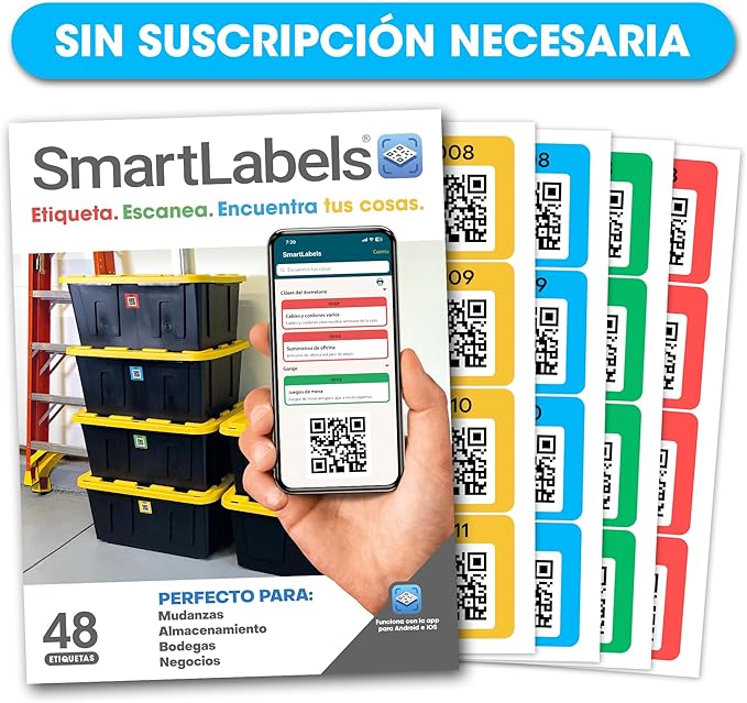 SmartLabels – Etiquetas QR en Español | Paquete de 48 | Etiquetas QR Multicolor by SmartLabels