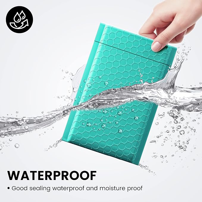 Fuxury Bubble Mailers 4x8 Inch Teal 200 Pack Padded Envelopes Usable Size 4x7" - Image 4