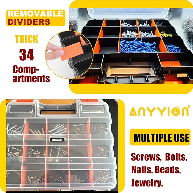Anyyion Small Parts Organizer, 34-Compartments Double Side parts organizer - Image 6