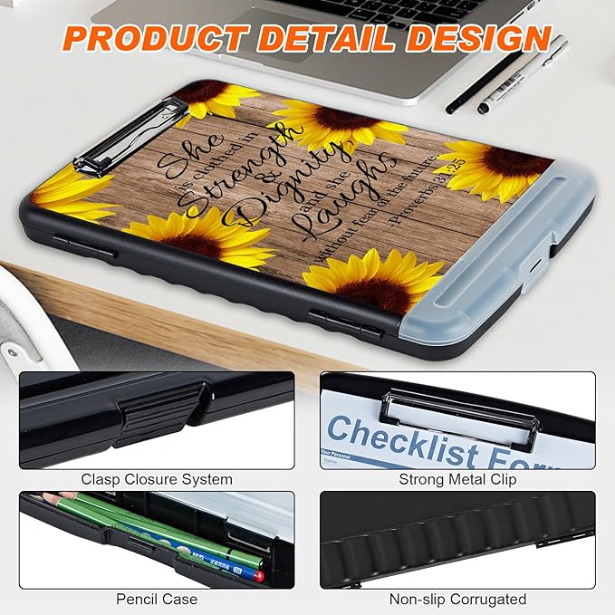 Clipboard with Storage Compartment, 8.5 x 11 Letter Size Side Opening Clip - Image 4