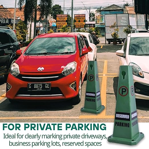 BESEA 8 Pack No Parking Cone Green Caution 4 Sided No Parking Cone Reserved - Image 4
