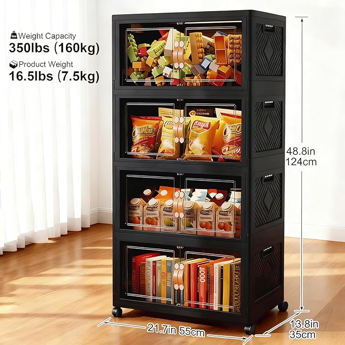 Collapsible Storage Bins with Lids&Wheels-252QT Stackable Plastic Containers - Image 3