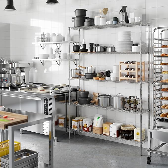 14" Deep x 60" Wide x 86" Height Wire Shelving Kit | 5-Tier | NSF Commercial - Image 7