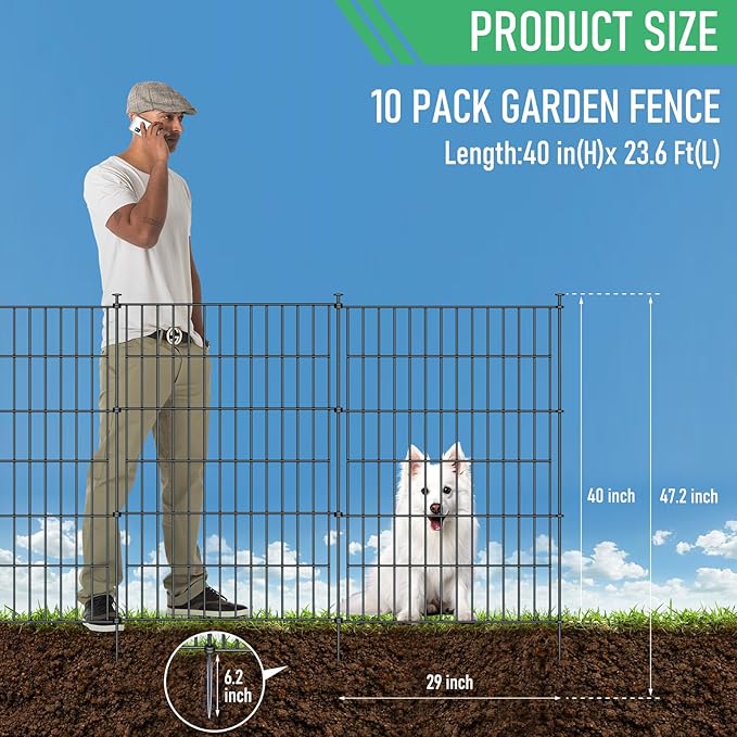 10 Panels Garden Fence Dog Fence Outdoor - Image 2