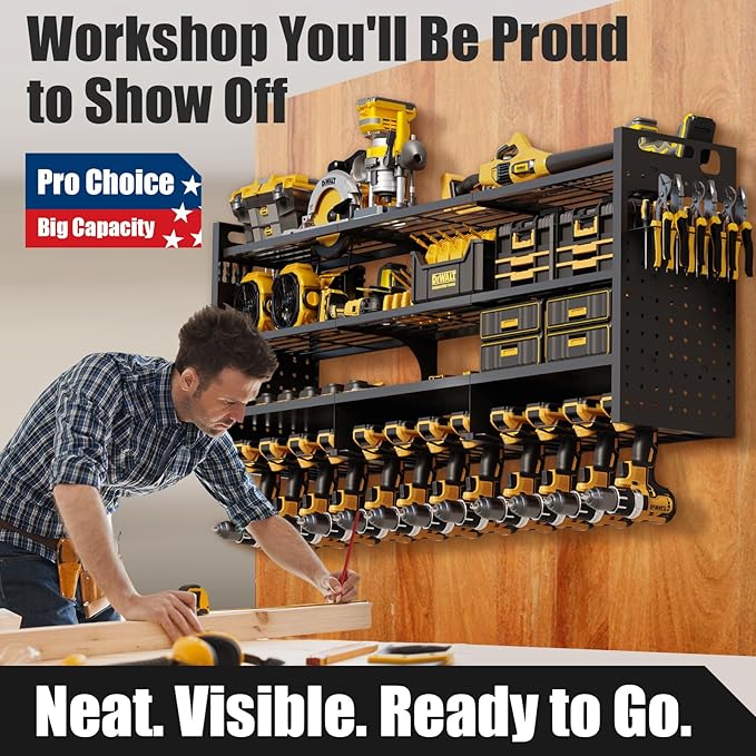 Large 49''W Power Tool Organizer Wall Mount | 620lbs Garage Storage Rack - Image 7