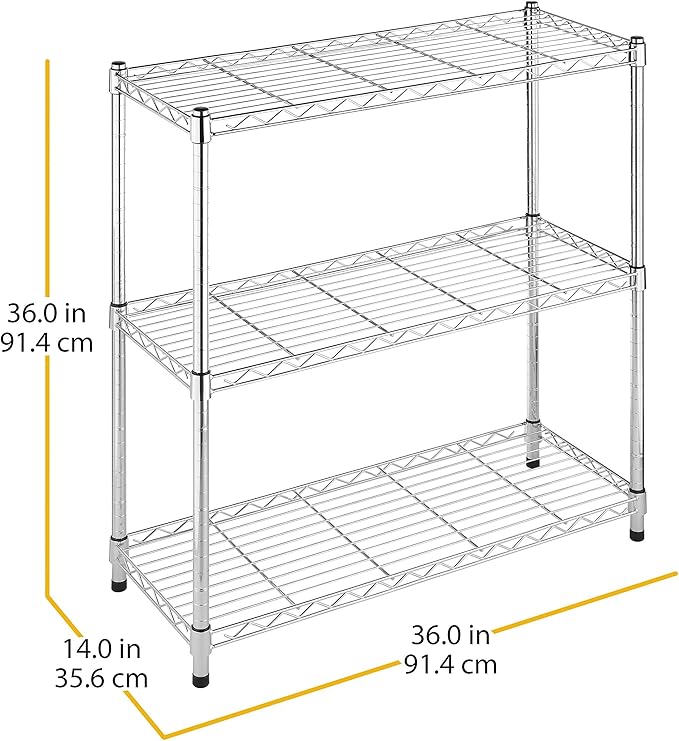 Whitmor 3 Tier Shelving Unit, Metal Storage Shelves, 400 lbs Capacity per Shelf - Image 3