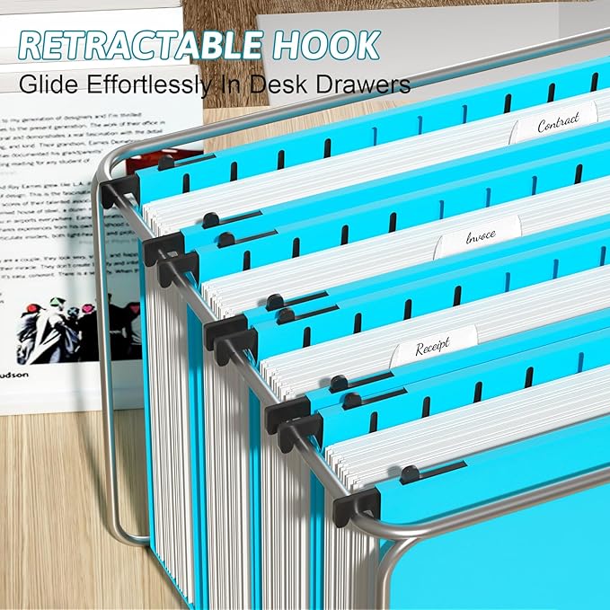 Extra Capacity Plastic Hanging File Folder Letter Size, 12 Pack Reinforced Hang - Image 6
