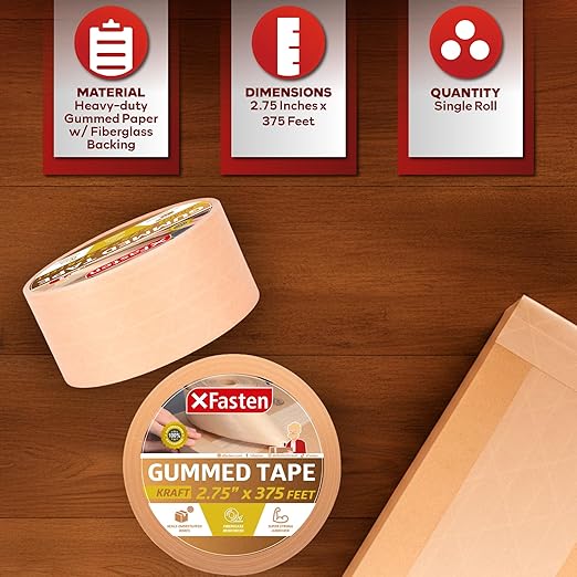 XFasten Brown Paper Packing Tape - Image 3