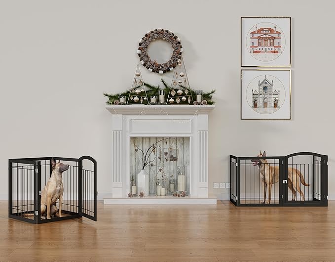 Vantas Folding Pet Gate 96" Wide, Freestanding Wire Pet Gate, Pet Puppy Safety - Image 4