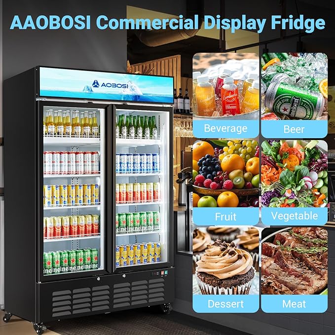 AAOBOSI Commercial Merchandiser Refrigerator, 36.8 Cu.Ft Glass Door Display - Image 2