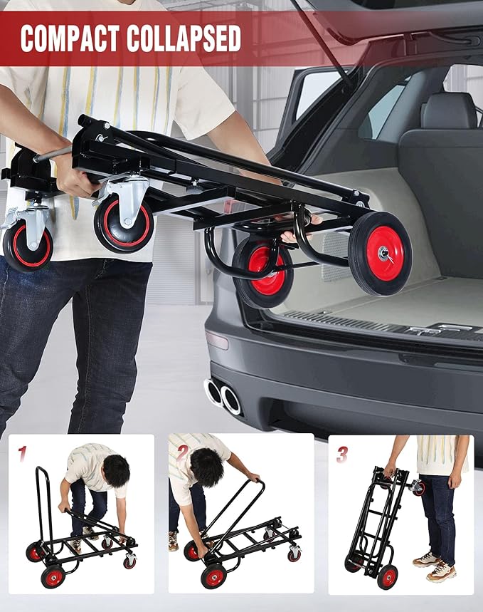 RedSwing Folding Multi-Utility Dolly Cart, Heavy Duty 8-in-1 Convertible Cart - Image 4