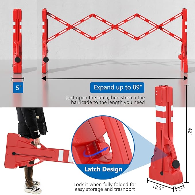 RELIANCER Expandable 7.41ft Safety Barricade, Retractable Security Barrier - Image 2