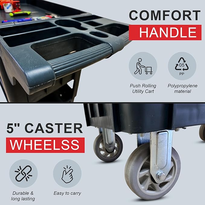 Heavy Duty Rolling Utility Service PP Cart - Image 4
