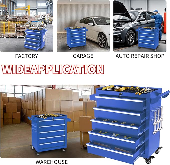 5-Drawer Tool Chest with Wheels & Drawers, Toolbox Organizer Storage - Image 7