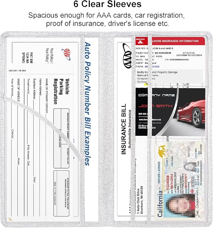 Car Registration and Insurance Holder, Leather Magnetic Shut Vehicle Glove Box - Image 3