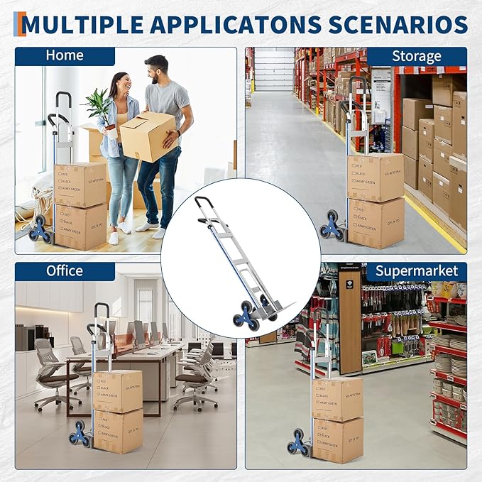 Heavy-Duty 2-in-1 Aluminum Stair Climbing Hand Truck – 600 lbs Capacity - Image 3