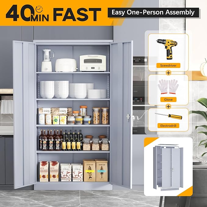 Greenvelly Metal Garage Storage Cabinet - Image 4