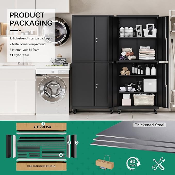 Letaya Metal Garage Storage Cabinet - Image 6