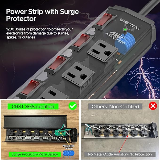 CRST 6 Outlet Metal Power Strip - Image 5