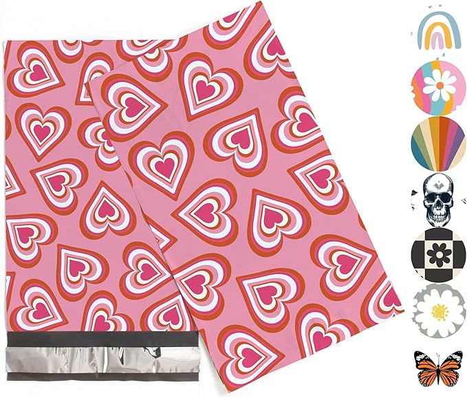 6x9 Poly Mailers – Cute Hearts – Waterproof, Tear-Resistant Shipping Bags by PackageMint