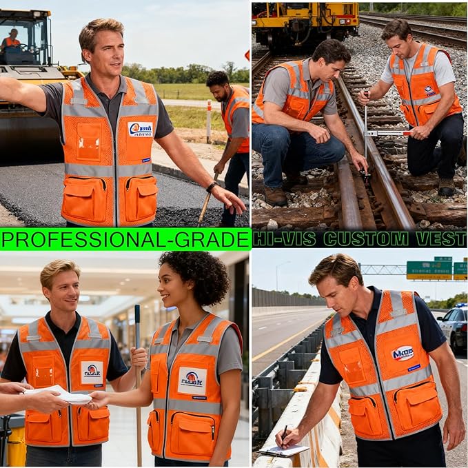 BeautyWill Custom Logo Safety Vest Class 2 High Visibility Reflective Vest - Image 3