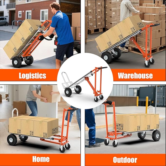 3 in1 Convertible Hand Truck, Folding Aluminum Hand Trucks 880lb Load Appliance - Image 8