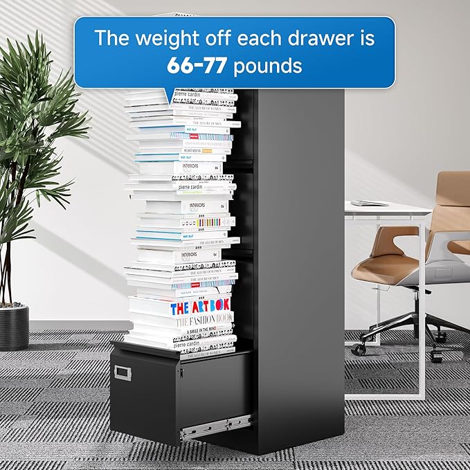 4 Drawer File Cabinet with Lock Metal Vertical File Cabinet Office Home - Image 9