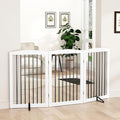 Freestanding Pet Gate for Dogs, Foldable Wooden Dog Gate for House Indoor by PUPETPO